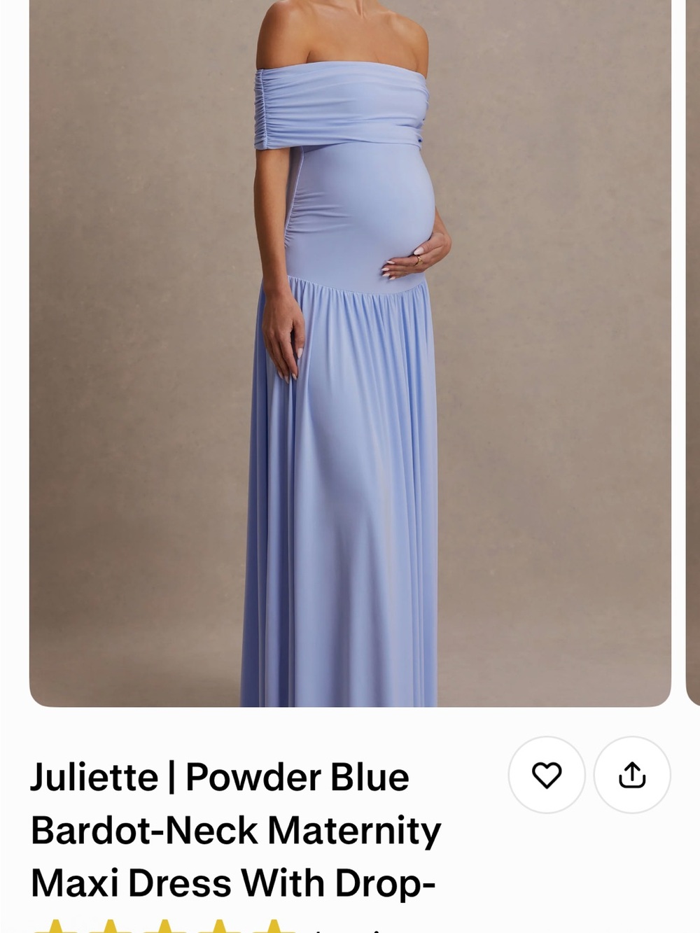 Club L London Powder Blue Off-Shoulder Maternity Maxi Dress